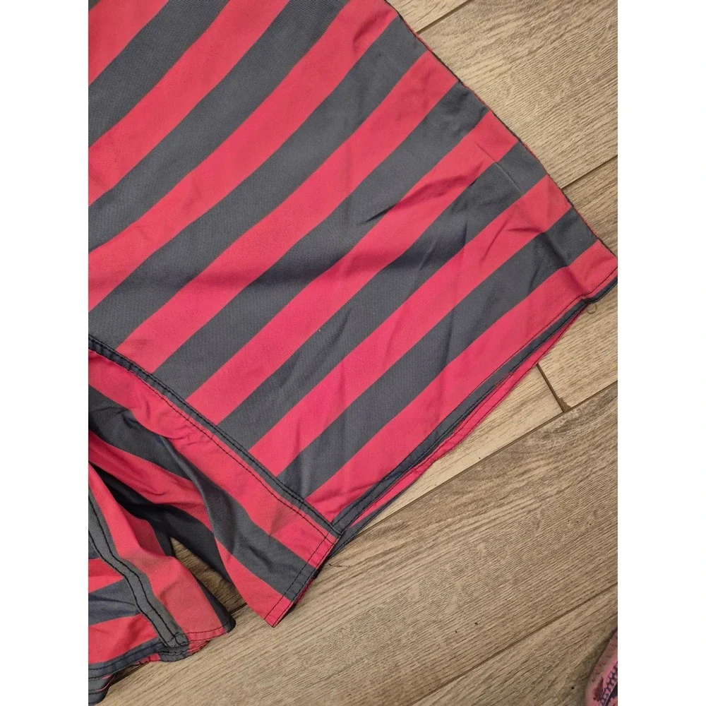 Wellen Mens Striped Board Shorts Pink Navy Blue Surf Trunks Size 32 Made in USA